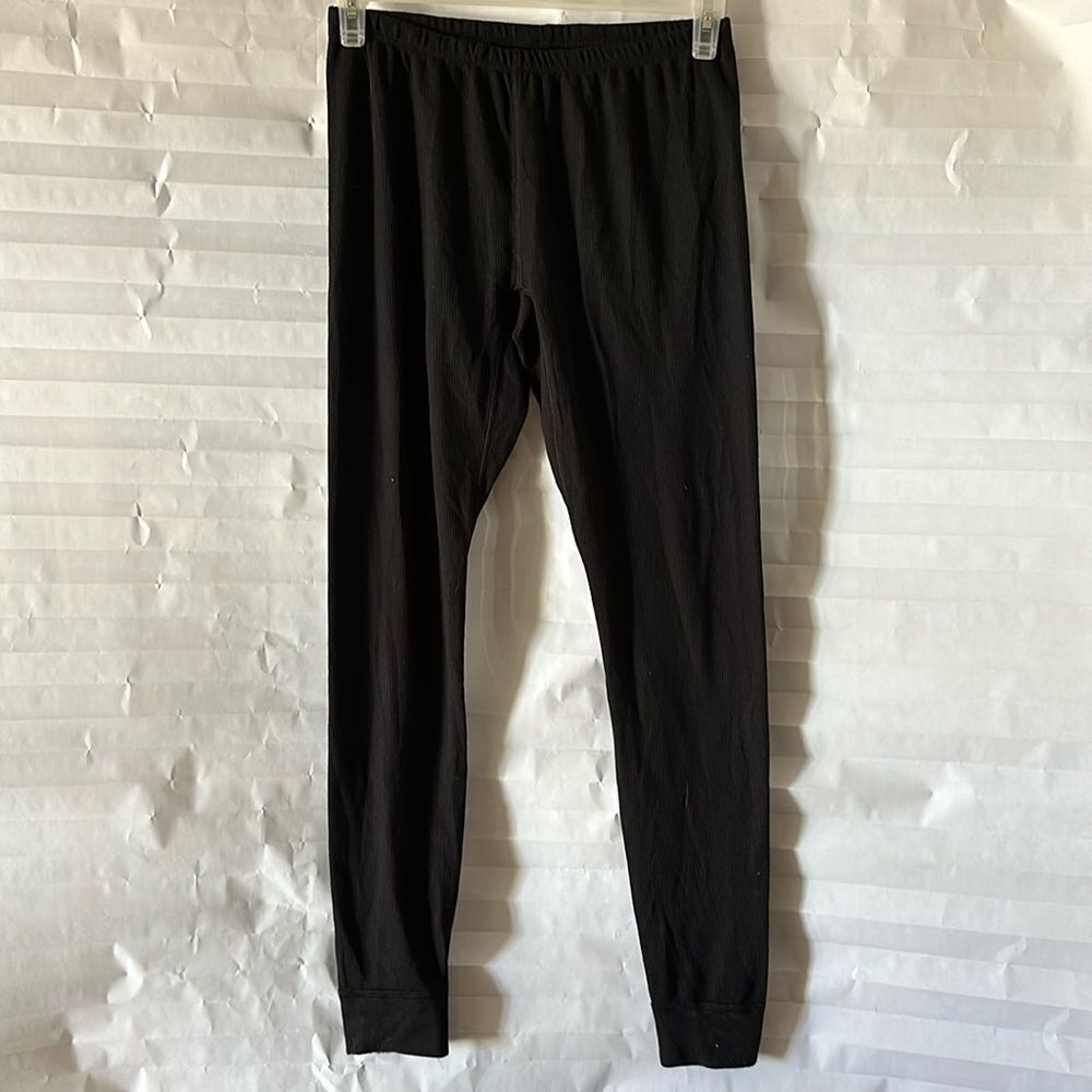 Fruit of the Loom Menโs Black Waffle Thermal Pants Size M Base Layer